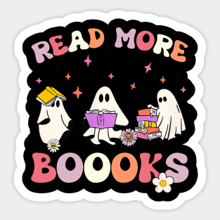 Retro Groovy Read More Books Ghost Boo ghoul funny Halloween Sticker